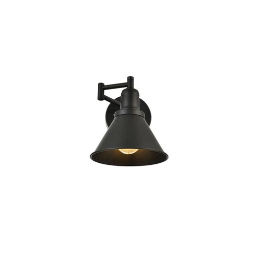 Living District Judson 1-Light Metal Swing Arm Wall Sconce in Black - Picture 2 of 6