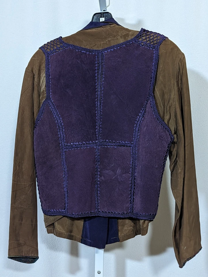 Mary Lynn O'Shea Vintage Hecho a Mano Artesanal 2 Piezas Gamuza Retazos Crochet Rayón Foto 3 de 4