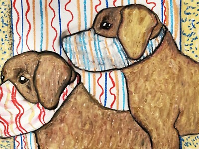 CHESAPEAKE BAY RETRIEVER in Mask Art Print Signed by Artist KSams Painting 5 x 7