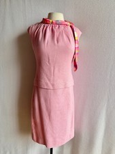 Vintage 1960s Pink Sleeveless Dress with Attached Scarf