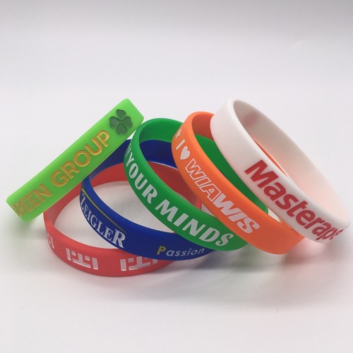 100x Custom Silicone Bracelets Wristbands Printed W/Company School Slogan Logo - Picture 23 of 35