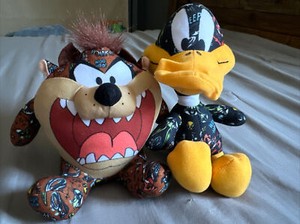 Lot Of 2 Looney Tunes Tazmanian Devil, Daffy Plush Stuffed Animal Toy Factory