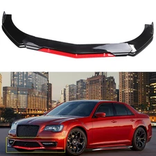 Glossy Black+Red For Chrysler 300 SRT8 Front Bumper Lip Spoiler Splitter
