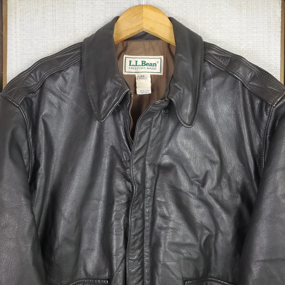Chaqueta Bomber De Colección Ll Bean Talla 44 Larga Cuero de Cabra Aislante A-2 Hecha en EE. UU. Para Hombres Foto 2 de 4