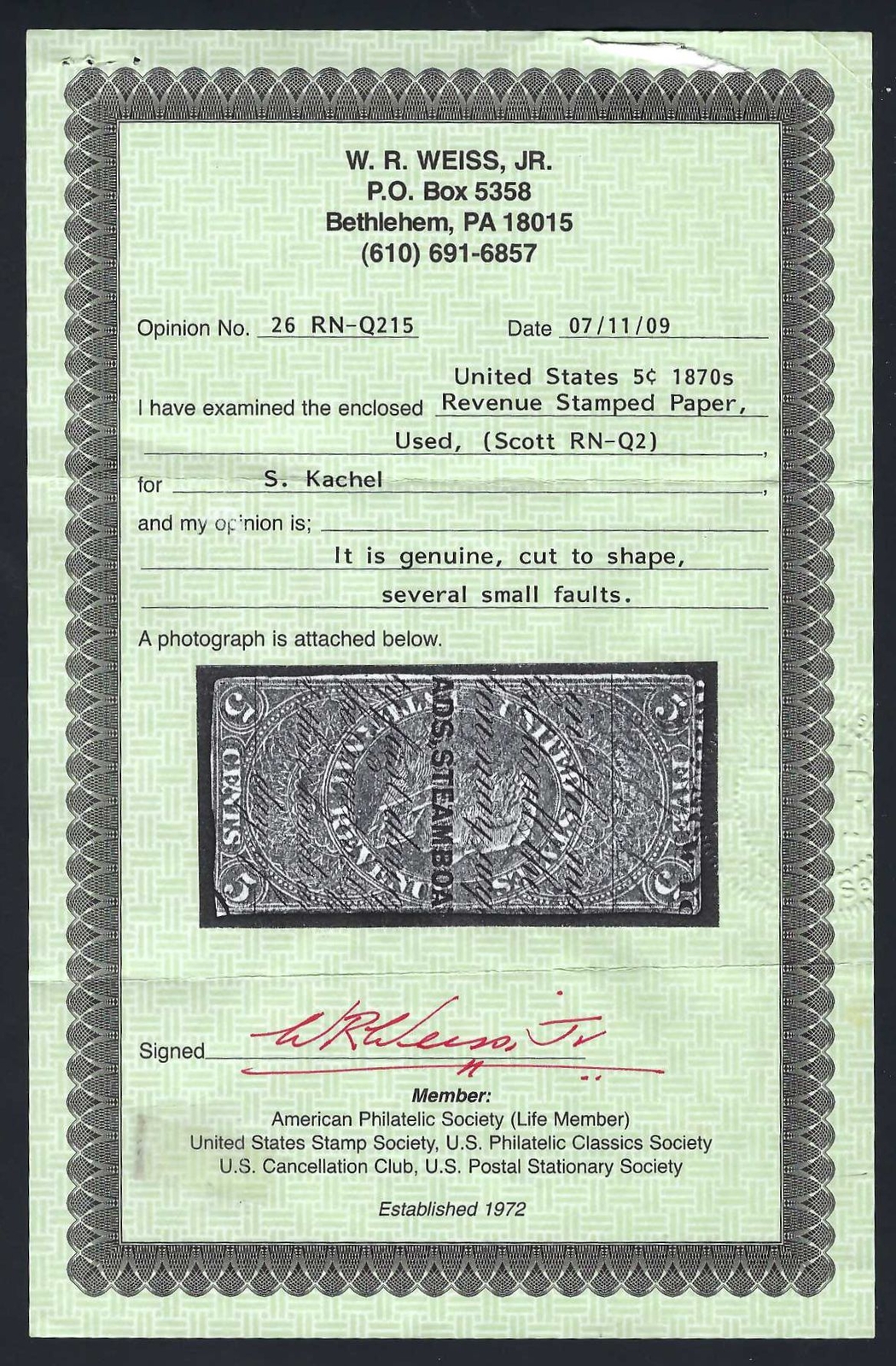 RNQ2 5 CENTS BROWN WITH CERTIFICATE eBay