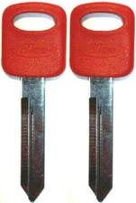 2 Pack - For Select Ford Uncut key blanks Red Molded Plastic Head H75PC 597638