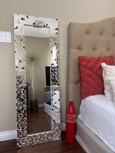 Decorative Mirror for Bathroom - Red Glass Mosaic, Luxury Wall Hanging, - Picture 13 of 17
