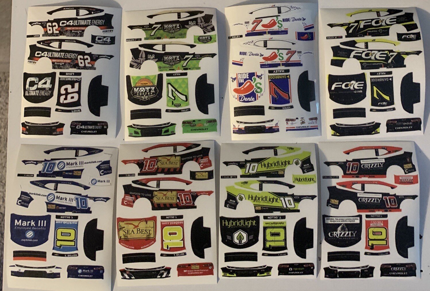 8 Custom 2025 NASCAR 1/64 Scale Peel & Stick Decals Bundle