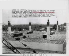 1962 Press Photo Roof lifted atop Sams Memorial Center in Trinity, Texas.
