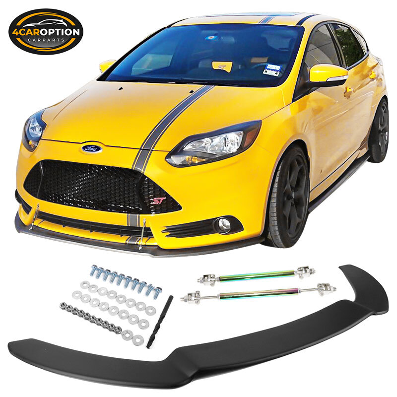 Front Bumper Lip Splitter With Rods For 2013-2014 Ford Focus ST – Matte Black PP 2 thumbnail image