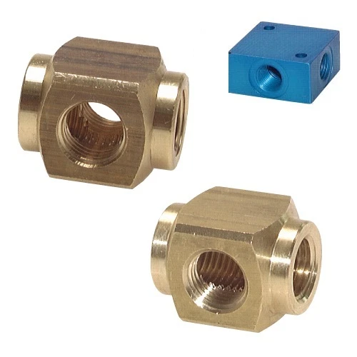 Kreuz-Verteilerblock, PN 16, Verteilerblock, Verteiler, Aluminium, Messing