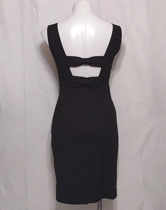 Abito corto nero cocktail LBD Kate Spade Joyann schiena fiocchi ritaglio schiena aperta 2