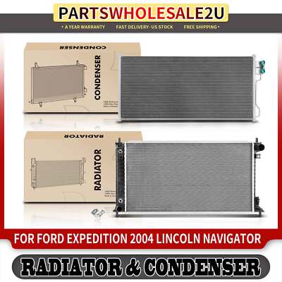 2Pcs Radiator & AC Condenser Cooling Kit for Ford Expedition Lincoln Navigator
