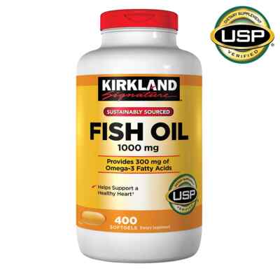 Kirkland Signature Fish Oil 1000 mg., 400 Softgels & 300mg Omega-3 **EXP-04/2027