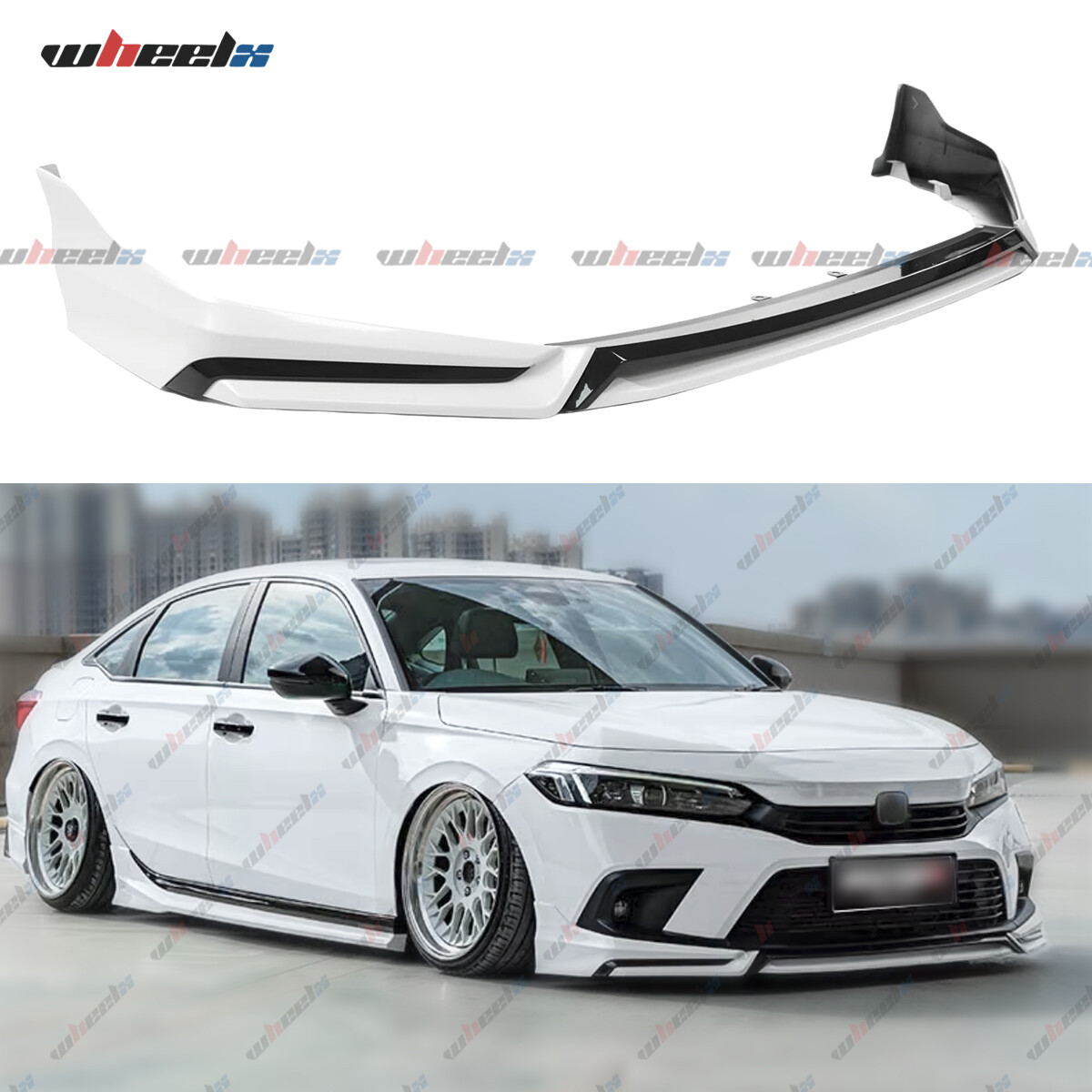 For Honda Civic 2022-2024 V3 Style Pearl White Front Bumper Lip Spoiler Splitter