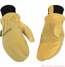KINCO 901T Mens Lined Winter Premium Grain & Suede Pigskin Heatkeep Ski Mitts