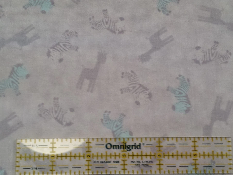19" Special Delivery Studio 8 Quilting Treasures Aqua on Gray Zebra Giraffe - Image 2 of 3