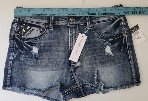 Nwt Rue21 Junior's Jeans Shorts Lot 4th Of July 9/10 American Flag Stars USA - Picture 11 of 22
