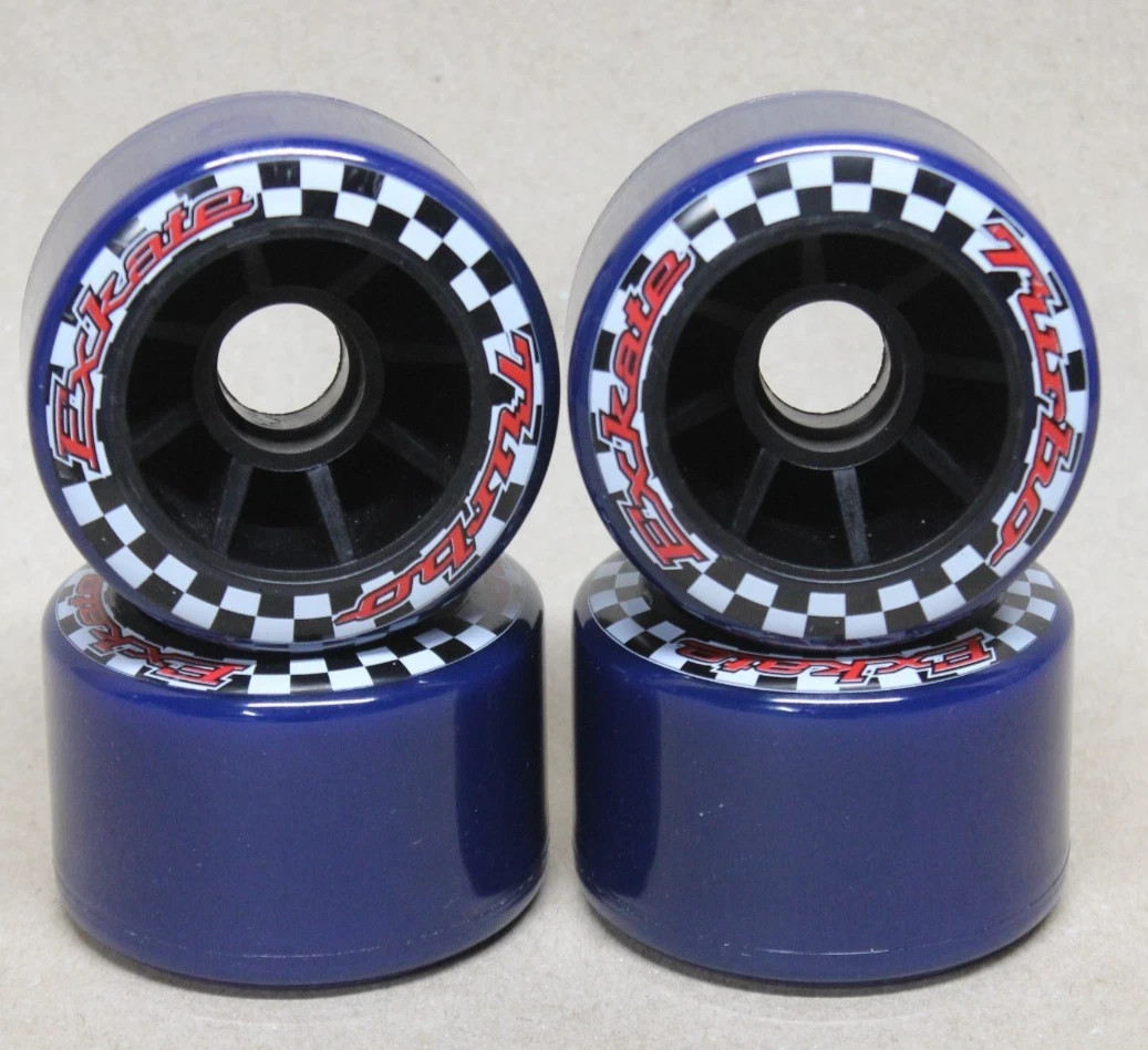 Exkate Turbo Skateboard Longboard Wheels Blue Checkered Flag UNUSED / NEW