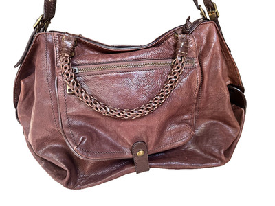 Gryson Olivia Brown Distressed Glazed Leather X-Large Satchel Bag