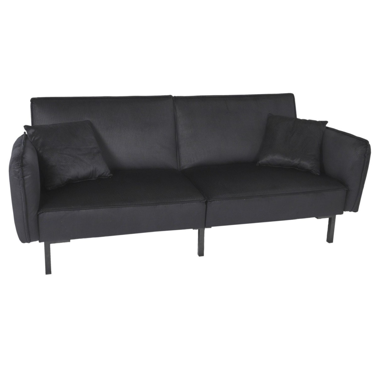 Canapé convertible velours noir Giulia 198cm lit d'appoint salon