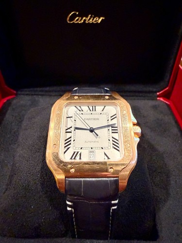 Cartier Santos de Cartier Watch - Alligator *Large Size Rose Gold* WGSA0019