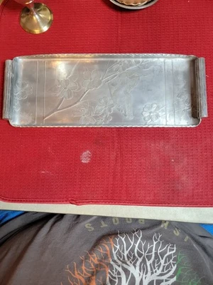 Vintage Arthur Armour Handled Aluminum Tray 5.25"X13.75" Butterfly - Image 1 of 4