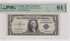**BELOW COST** Fr 1615 1935F $1 SC R20704937I PMG 64EPQ BLUE SEAL 1935-F (RI)
