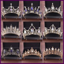 Vintage Baroque Queen Tiara Diadem Gold Wedding Crystal Rhinestone Crown Tiaras