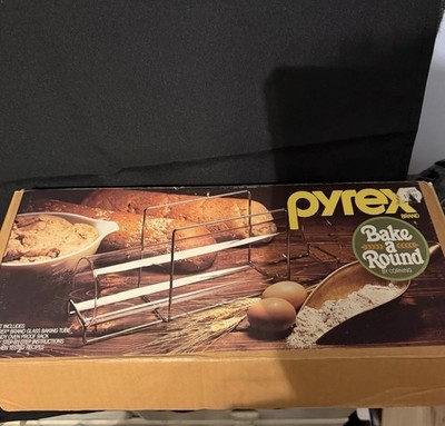Vintage Pyrex Bake a Round Glass Baking Tube Wire Rack in Original Box 