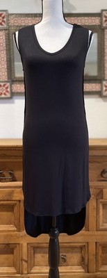 Bellino USA Black Hi-Low Side Slits Sleeveless V-Neck Stretch Tunic New Sz S