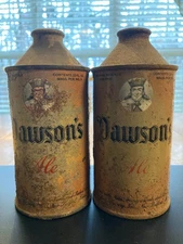 (2) Dawson's Ale, HP IRTP CTs TO, Empty Outdoor Cans, Holes, Fading, Small Dents