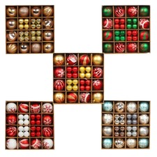 44 Pack Christmas Ball Ornaments Shatterproof Balls Box Set Seasonal Decorations