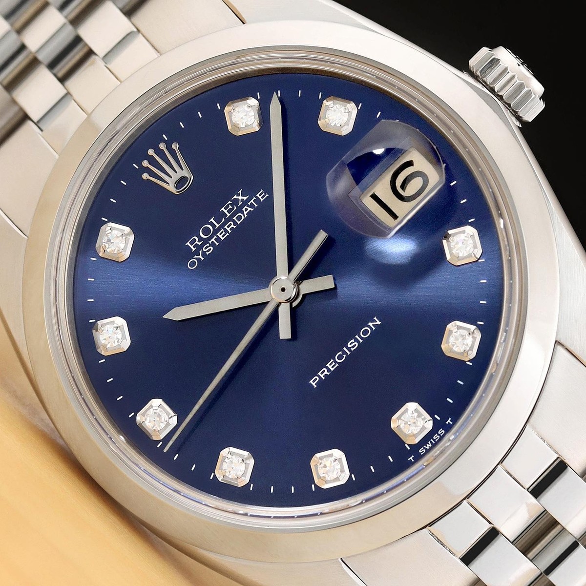 ROLEX OYSTERDATE PRECISION 6694 BLUE DIAMOND MANUAL WIND