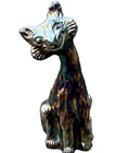 Vintage 11" Iridescent Carnival Glass Fenton Black Amethyst Winking Alley Cat