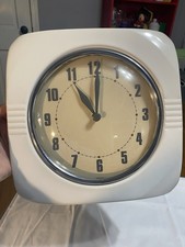 Wall Clock Restoration Hardware Retro White Metal As-Is Not Working for Repair