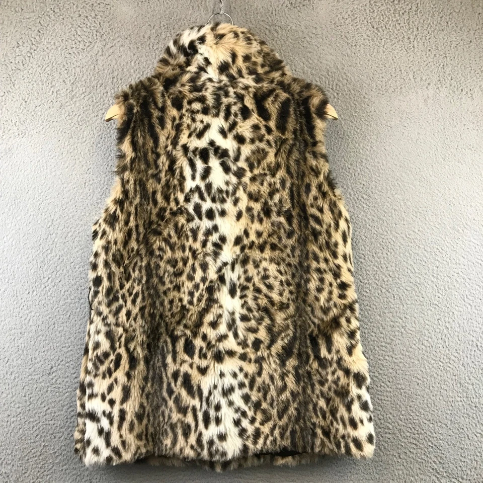 Women's Gallery Leopard Print Faux Fur Vest Sleeveless Outerwear M - Image 2 of 4