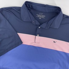 Vineyard Vines Performance Polo Shirt Men's 2XL Stripe Blue Color Block