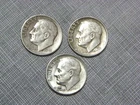Roosevelt Dimes (Lot Of Three) : 1946 P, 1953 D P, 1960 D.