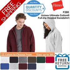    Hanes Unisex Ultimate Cotton Full-Zip Hooded Sweatshirt Up To 3XL F280