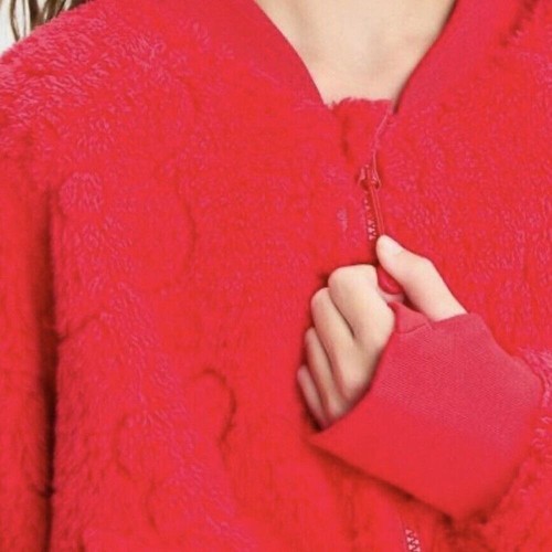 All in Motion Girls' XS (4/5) Fleece Sparkly Quilted Full Zip Soft Red Jacket - Picture 6 of 6