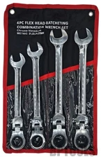 4pc Jumbo Flex Head Ratcheting Combination Wrench Set 12pt Metric 21 22 24 25mm
