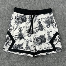 Jordan Dri-FIT Shorts Mens Large White Floral Graphic Basketball Mesh 7 Inseam