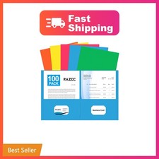 Two Pocket Folders, RAZCC 100 Pack File Folders with Pockets Fit Letter Size ...