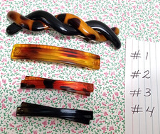 Lot Of 4 Vintage French Faux Tortoise Shell Hair Clips Barrettes AACCC 