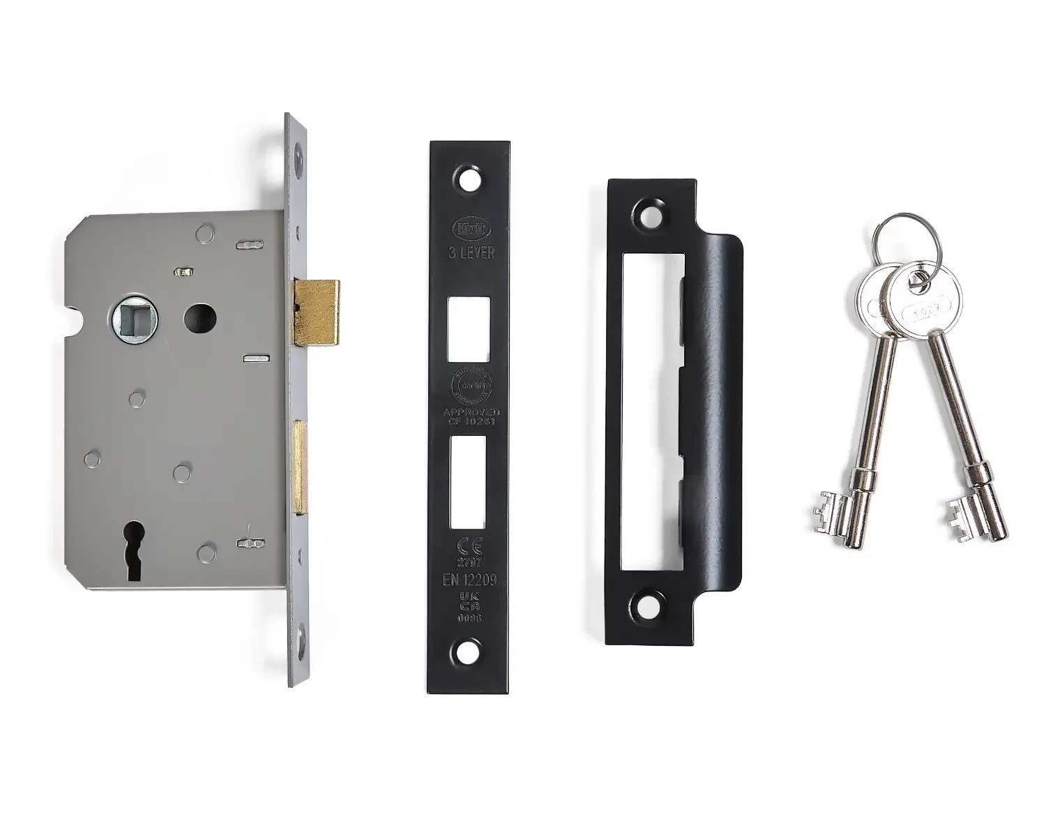 3 Lever Sashlock - UKCA/CE Certified - Fire Tested - 76mm - Matt Black