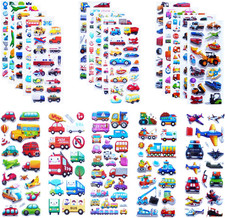 Kids Cars and Trucks Stickers Party Supplies Pack, 20 Different Sheets, Vehicle