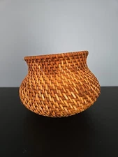 Vintage Wicker Woven Vase Boho Baskets Home Decor Tight Weave For Dry Flower