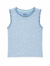 Mini Boden Girl s Blue/White Ditsy Floral Ruffle Sleeveless Tank