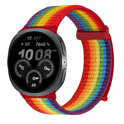 Smartwatch Armband für Samsung Galaxy Watch8 44mm Nylon Textil Klett Regenbogen